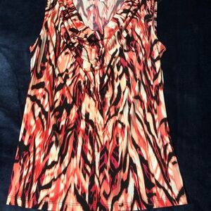 Evan Picone Vibrant Coral and Black Tank Top